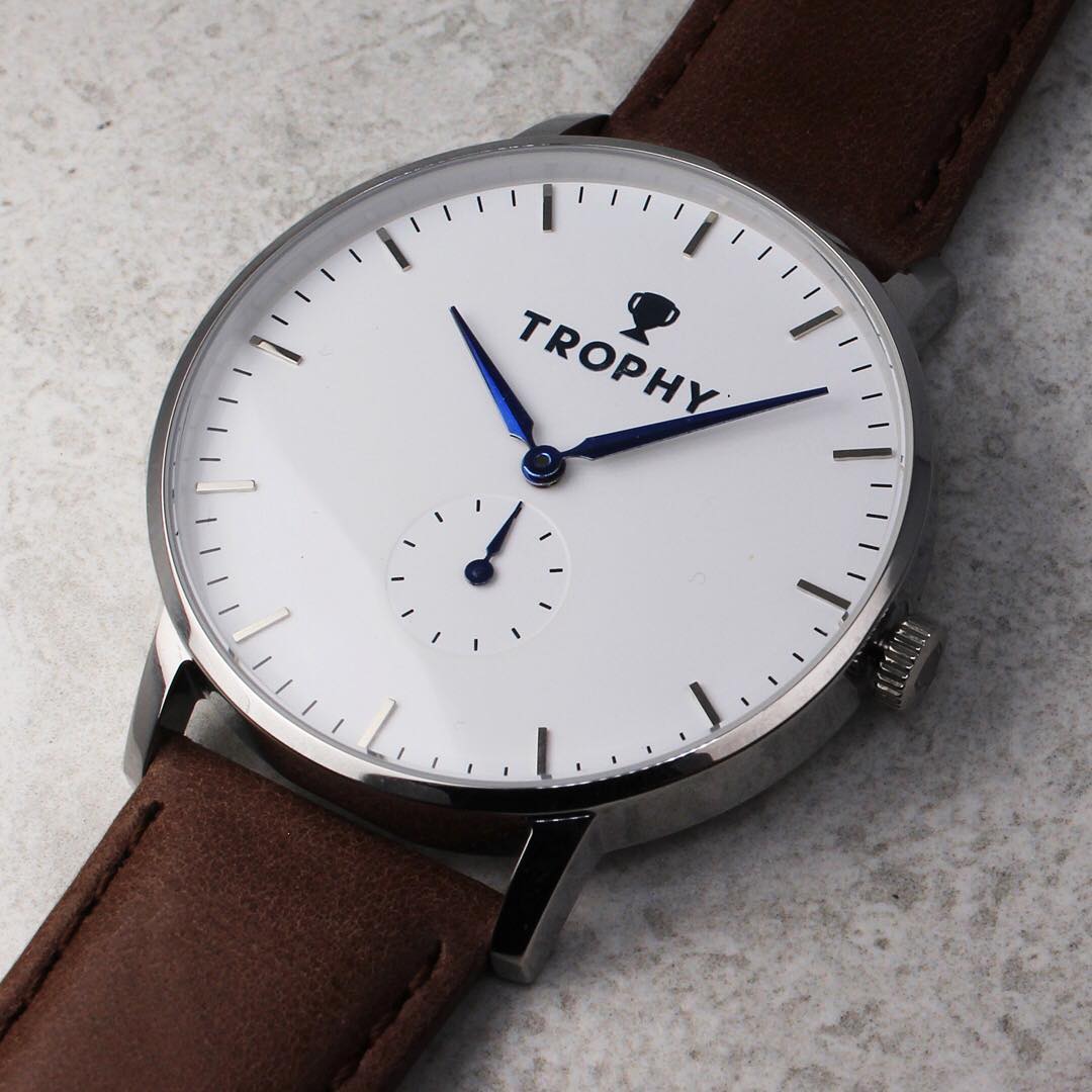 Blue & White / Brown Leather - Trophy Watch Company