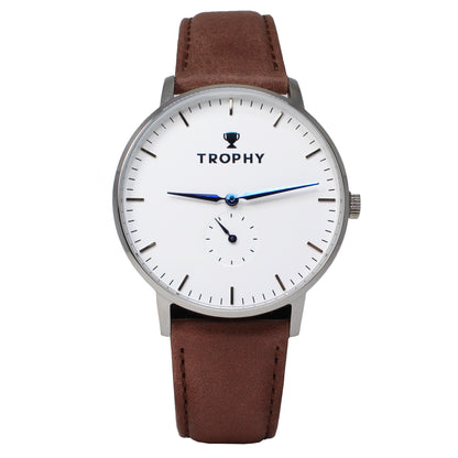 Blue & White / Brown Leather - Trophy Watch Company