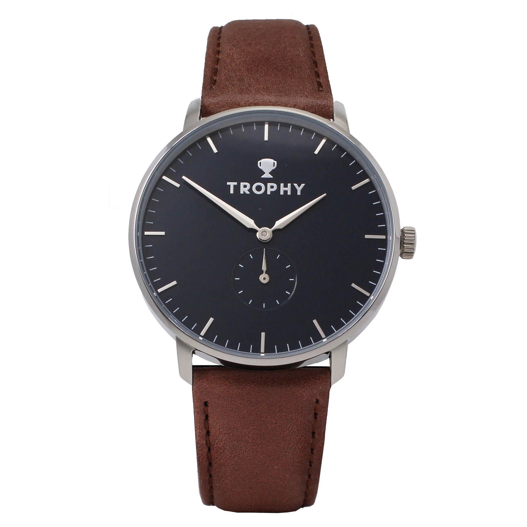 Navy & Silver / Brown Leather - Trophy Watch Company