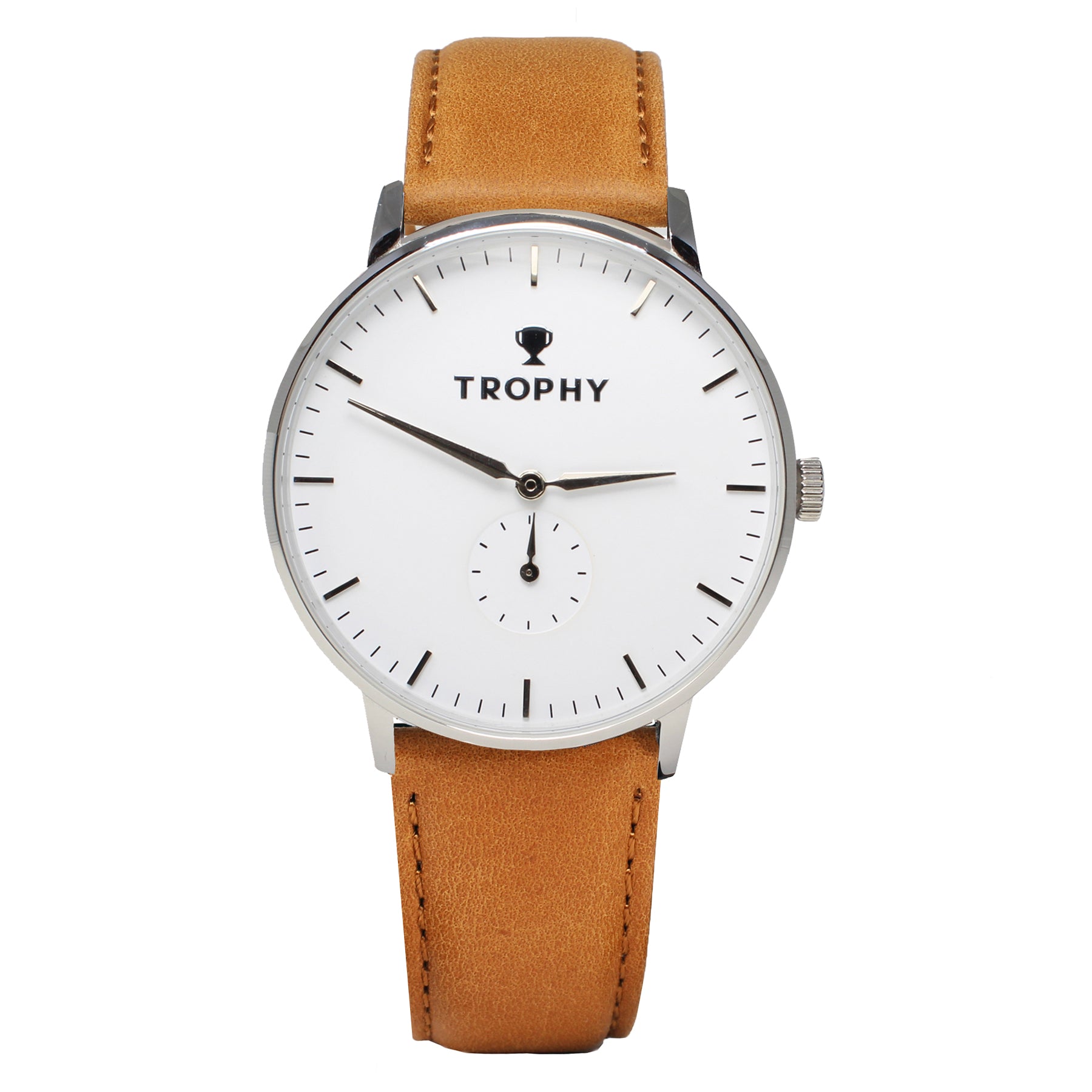 Silver & White / Tan Leather - Trophy Watch Company